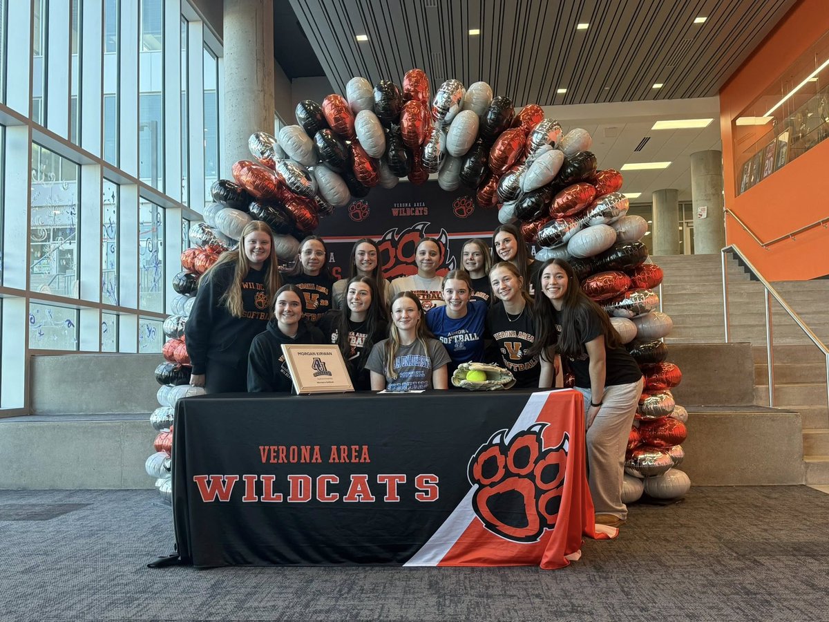 verona_softball's tweet photo. Today we celebrated an incredible milestone … Senior captain Morgan Kirwan has officially signed to continue her academic and athletic career at the next level at Aurora University!! 

Congratulations, Morgan!! 
Go Spartans!! 
Your Wildcat Family is Proud of You!!🧡🖤🥎 https://t.co/7KSRv4BxTk