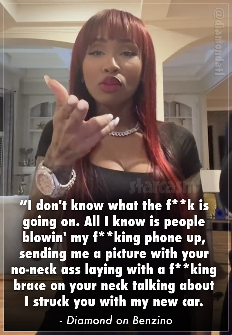 starcasm's tweet image. Benzino shares a photo in a neck brace and claims Diamond hit him with her car after he tried to stop Althea from removing their son from school. Diamond and Althea respond. #LHHATL

Full article with video: wp.me/pwawg-29js