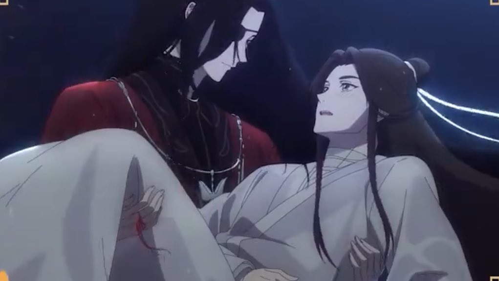 juustreead's tweet photo. HUA CHENG CARGÁNDOLO Y XIELITO SÚPER SONROJADO, ME MUEROOO https://t.co/bZnMyylN3F