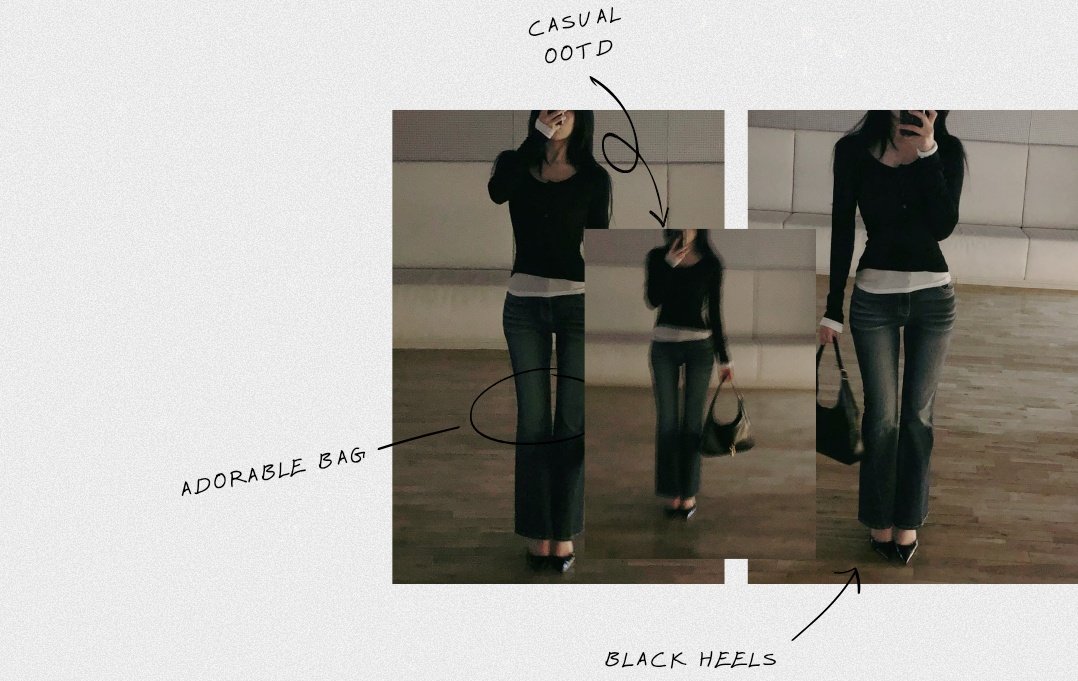 "..... keeping it simple, keeping it classic. just me, good denim, and a little black top kind of night.”