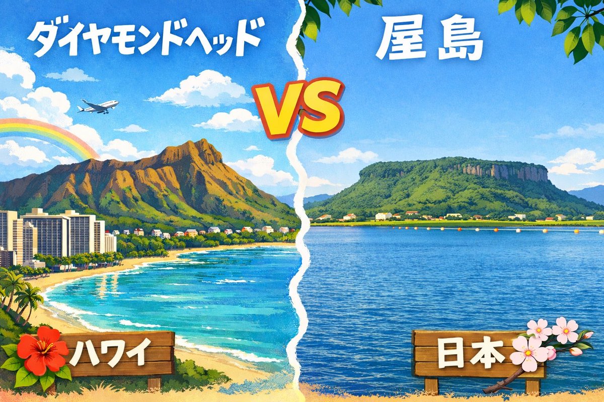 屋島、たまに「ダイヤモンドヘッドみたい」って言われます。 試しに