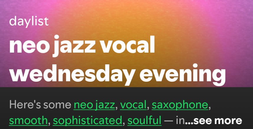 My Spotify Daylist is really out here supplying all the creative vibes I didn’t even know I needed today.
#music #spotify