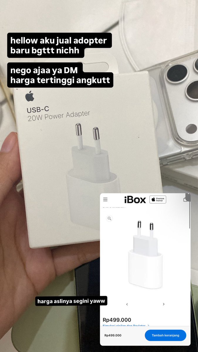 prilyan__'s tweet photo. USB-C adapter 20W ORIGINAL 

400k (boleh negoo)
masih baru banget segel beli dihari minggu tgl 22 februari 2026 

Blibli ibox kepala charger ori iphone ( adapter )
minat DM https://t.co/K7UQXSyRkP
