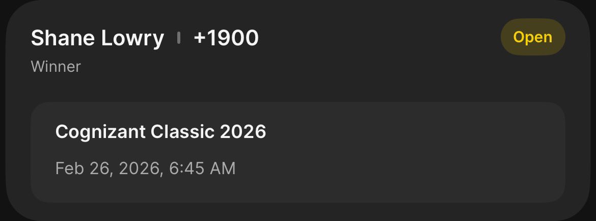 Golf play #1 ⛳️

Winner: Shane Lowry +1900

He’s been great this season and good last year at this tournament. A lot of the top names have WD from this tourney leaving the tourney wide open. I like my guy Shane this weekend 💰

Link: sportsbook.draftkings.com/social/post/e5…

#GamblingX #PGA