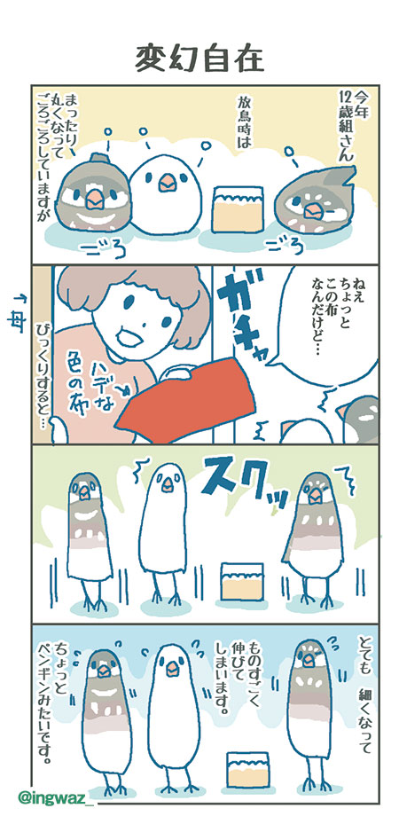 直立してのびる時、覗き込む時の他びっくりする時にも（過去作）

#漫画が読めるハッシュタグ