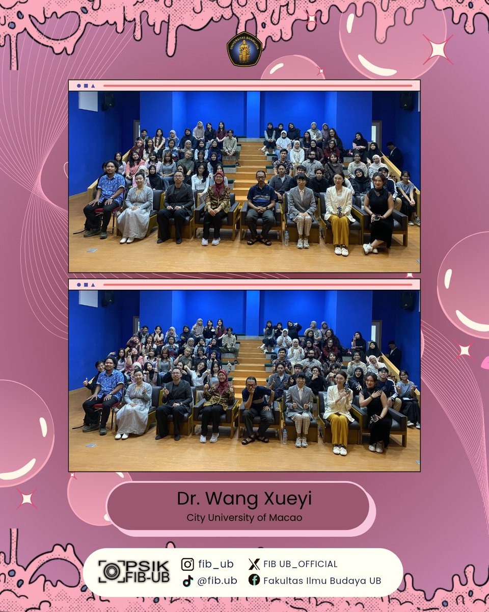FIBUB_OFFICIAL's tweet image. Dr. Wu Qingyue, Dr. Zhang Yaou, Prof. Wang PuZhi, Prof. Zhou Xiangli, Dr. Li Min, &amp;amp; Dr. Wang XueYi.

Ruang diskusi lintas budaya ini menjadi kesempatan berharga untuk mengkaji isu sosial, budaya, dan pariwisata.

#UniversitasBrawijaya
#KampusUB
#FIBUB
#FIB_UB