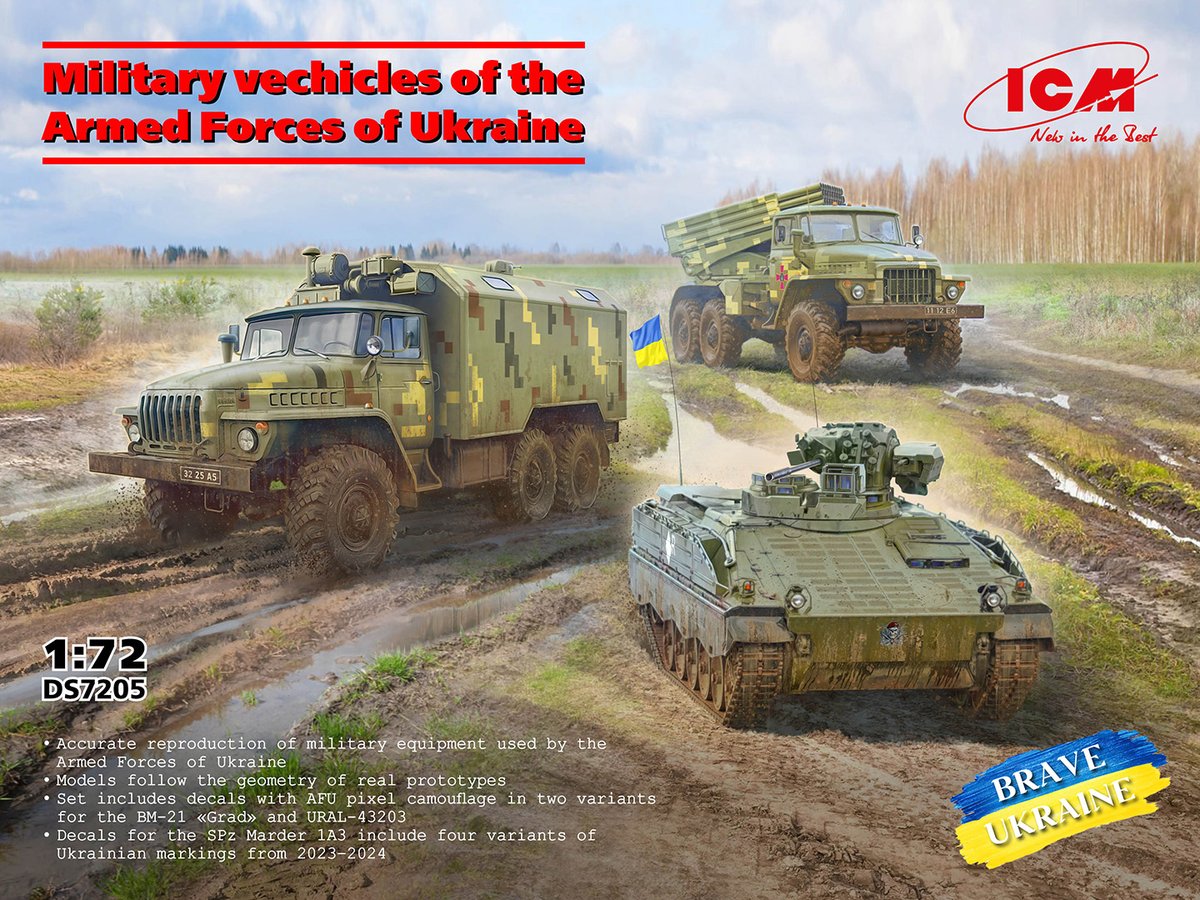 輸入新製品（ICM社）】 1:72プラモデル 「ウクライナ軍の軍用車両3両
