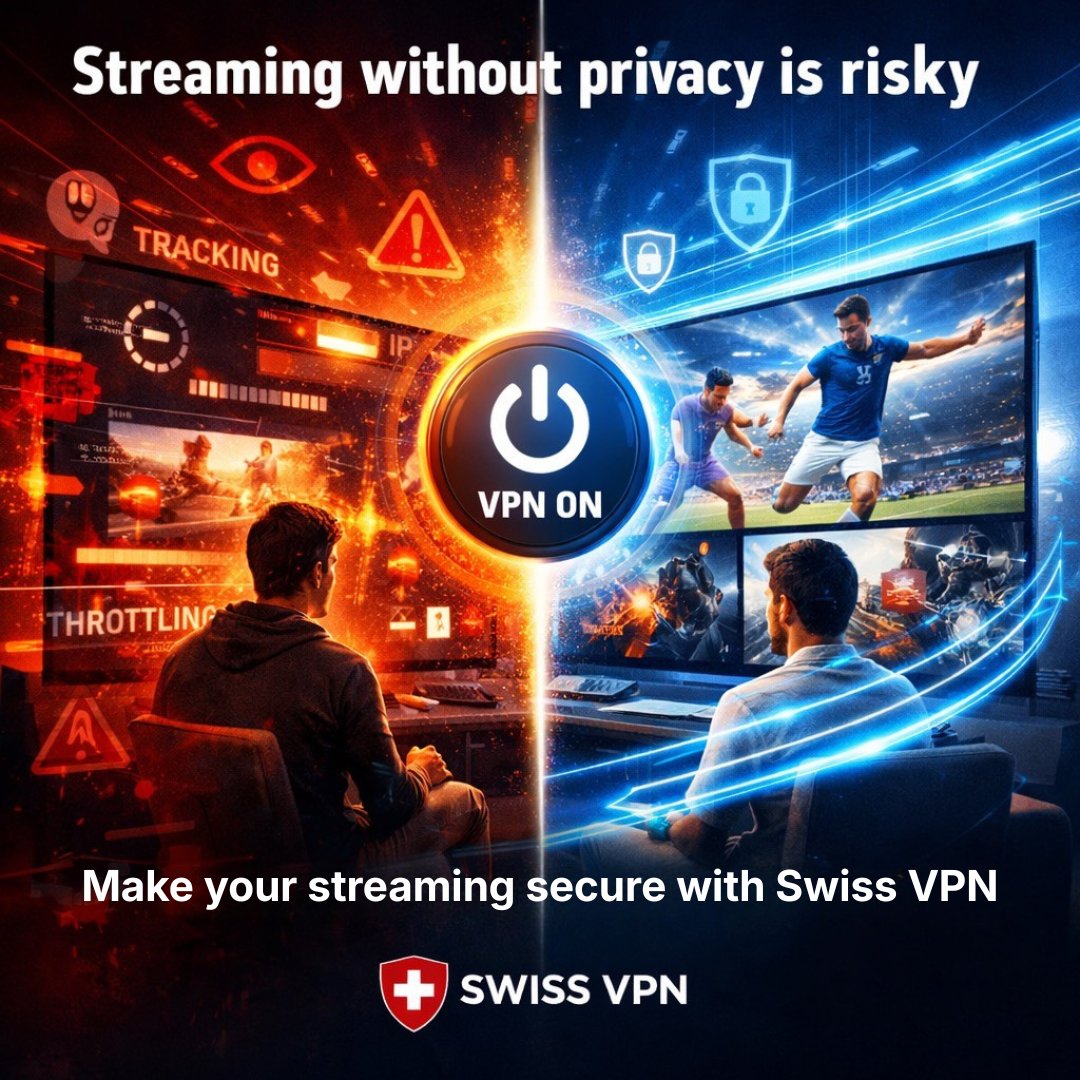 SwissVpn's tweet photo. Streaming without privacy is risky.⚠️

Protect your data. Hide your IP. Stream securely with Swiss VPN.

No tracking. No geo-blocks. Just safe, buffer-free streaming.

Download now 👉 https://t.co/0iO5PaITH2

#VPN #SecureStreaming #OnlinePrivacy #VPNProtection #StreamSafe https://t.co/kfLfz7Oy6R