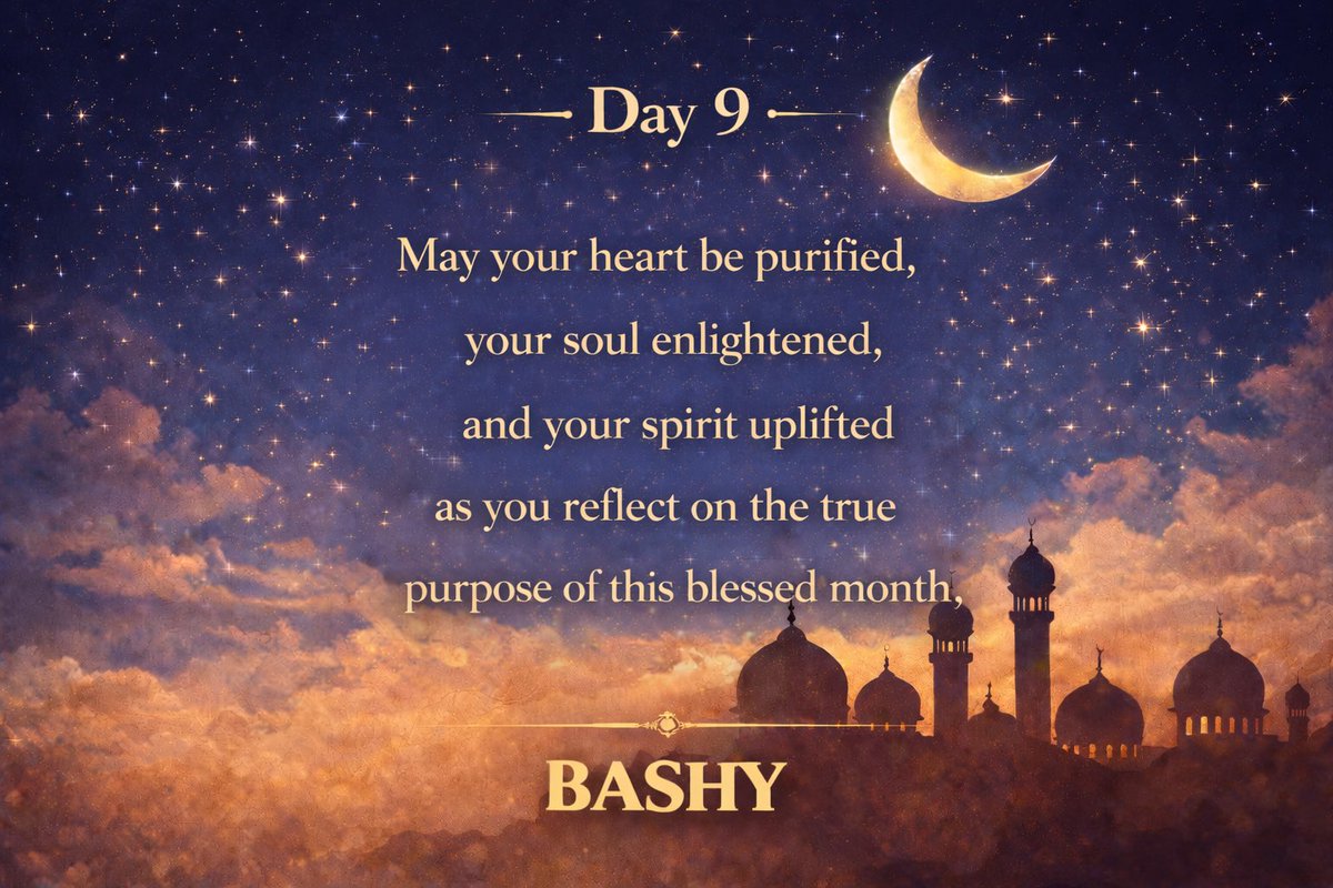 THE_REAL_BASHY's tweet photo. Day 9 🌙
O Allah, cleanse our hearts of all that burdens them and fill our souls with light, peace, and sincerity. Ameen 🤍

#Ramadan #Day9 #RamadanMubarak #Dua #Faith #Peace #SpiritualGrowth #BlessedMonth #BASHY https://t.co/FpEMHQ7Iip