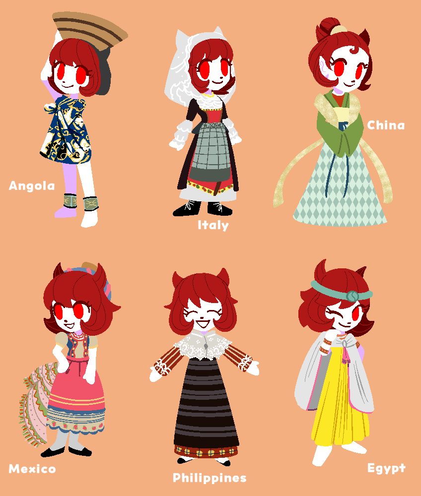 Something different! A lil study/practice of different clothes of different cultures across different times with my muse Mary Anta!
These drawings were based on photos/historical artwork and I tried to replicate them the best I could but please forgive me for any inaccuracies! 🙇‍♀️