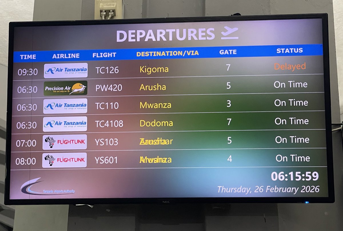 Nichukue nafasi hii kipekee kuwapongeza @airtanzania kwa namna wanavyo badili ratiba za ndege mara kwa mara. Mfano leo ndege ya Air Tanzania iliyokuwa iruke kwenda Kigoma saa 5:40 imesogezwa mpaka saa 9:30 sababu wanasema ni Operation yaani siyo hata kwamba hali ya hewa ni mbaya