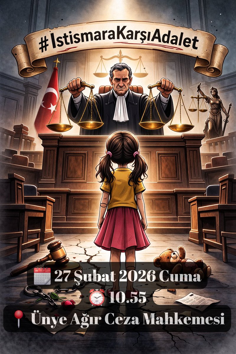 6 yaşındaki kızımın, öz babasına karşı açılan istismar davasının 3. duruşmasına 1 gün kaldı…

🗓 27 Şubat 2026 Cuma
⏰ 10.55
📍 Ünye Ağır Ceza Mahkemesi

633 gündür bir anne olarak adalet arıyorum. 

Akıl sağlığı raporunun duruşma gününe hazırlanmasını; artık erteleme değil,