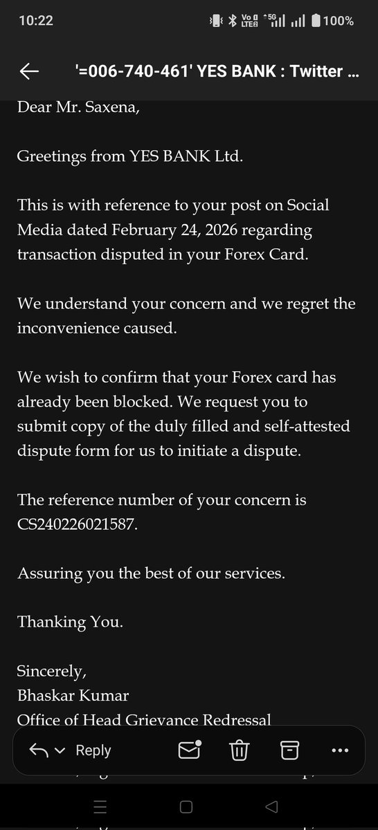 rocking_nitin's tweet photo. Your team closed the ticket as resolved yesterday that my card is blocked. Still multiple attempts are happening even today.  I have attached a sample evidence of successful transaction for BRL 4.71
Serious Personal Data Breach !!!

@BookMyForex @YESBANK @RBI @RBIsays @PMOIndia https://t.co/6bwxM5mFTO