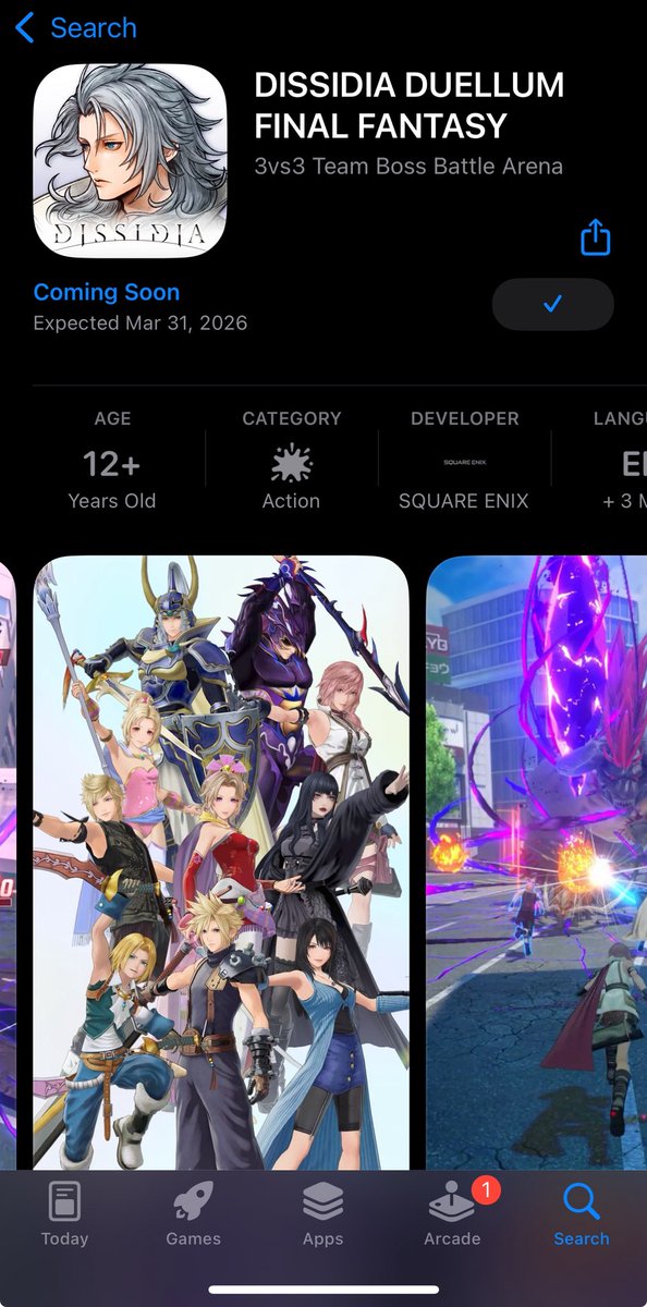 Mechanicalqueen's tweet photo. Dissidia Duellum Final Fantasy is available on iOS and Android for Pre-Registration!! Don’t just walk- RUN to your App Store now!! 💖 @SquareEnix
#DISSIDIA #DISSIDIADuellumFinalFantasy https://t.co/fc2gGrjNxE