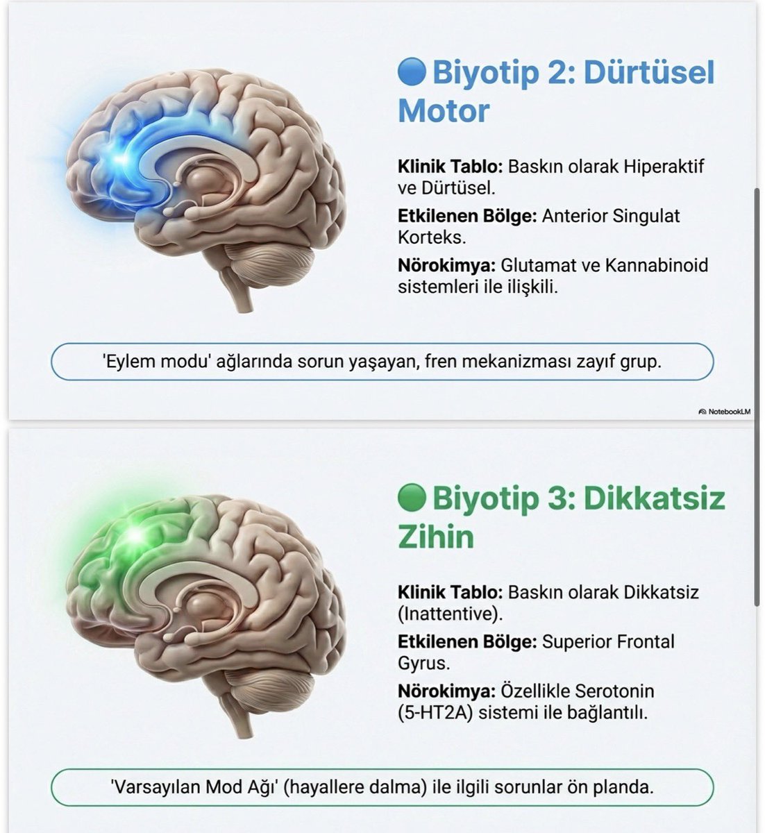 DEHB tek bir hastalık olmayabilir. 🧠
25 Şubat 2026’da JAMA Psychiatry’de yayımlanan dev bir çalışma, aynı tanıya sahip çocukların aslında üç farklı nörobiyolojik biyotipe ayrıldığını gösterdi.
Bu hafta yayınlanan bir araştırma, DEHB tanılı çocuklardaki biyolojik çeşitliliği