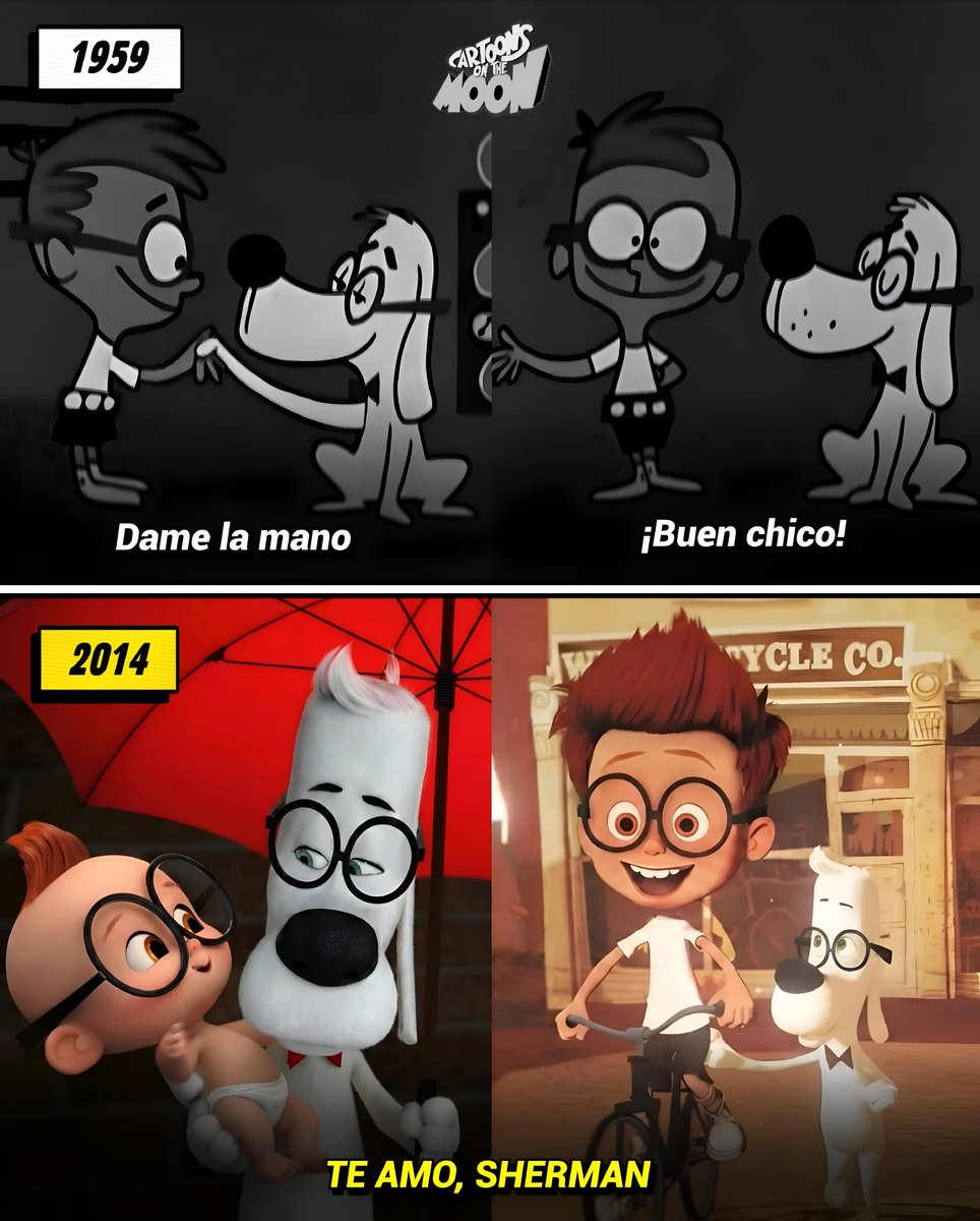 Un dato animado hasta Beyond The Spider-Verse. Día 214:

En la serie original, el señor Peabody veía a Sherman como su mascota (no es broma).

Años después, el director de la película de DreamWorks decidió cambiarlo para darles una relación mas hermosa: una de padre e hijo.