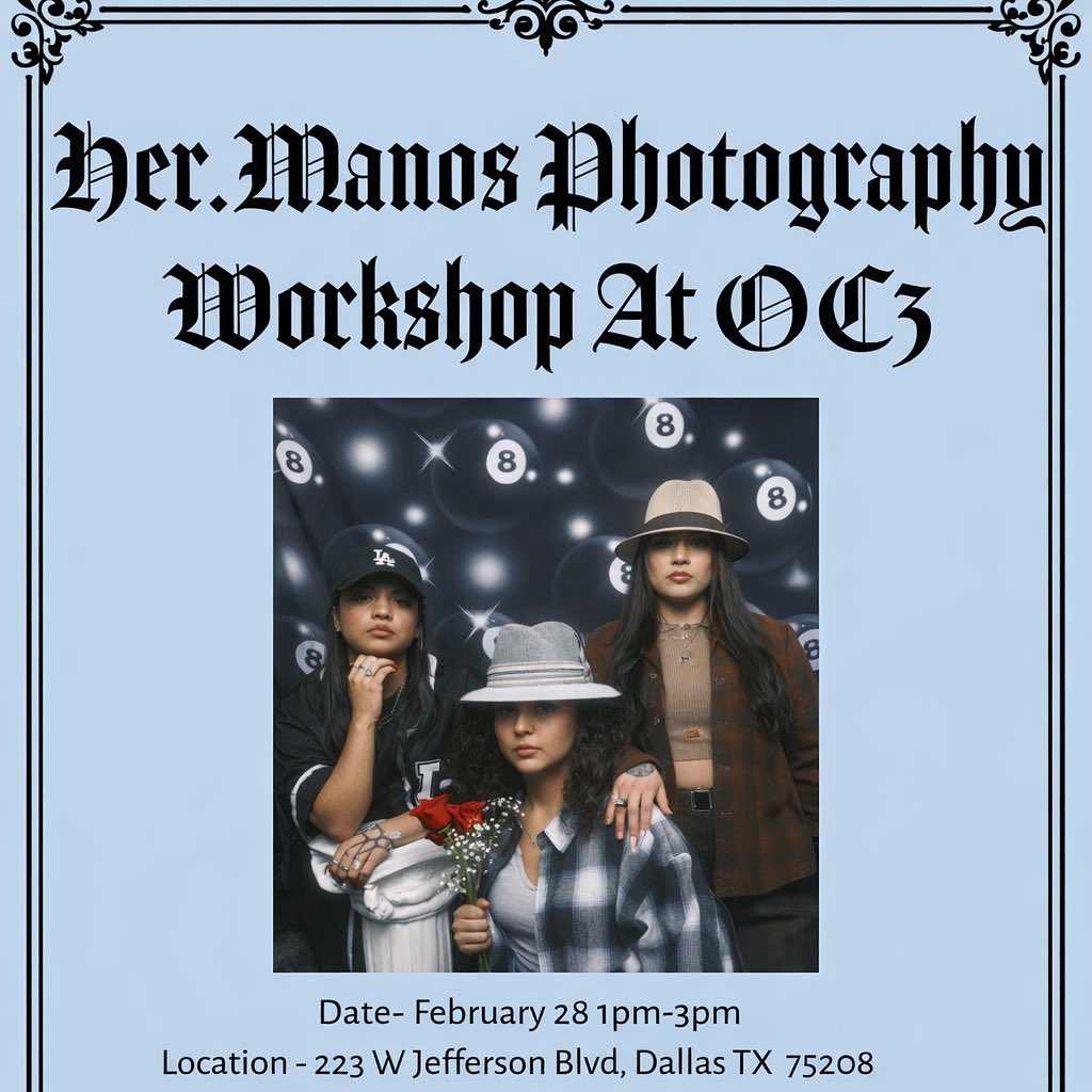 informatedfw's tweet photo. Community Programs at @OakCliffCulture. π¨
πΈ Her.Manos Photography Workshop February 28 at 1-3PM.
πΈ Guitar Classes ages 8 and up dates and times vary.
π² For more details, visit https://t.co/0idRzLGavp.
#InfoDFW #Dallas #FortWorth #OakCliffArts #DallasArts @dallasculture https://t.co/pII4aRi2gK