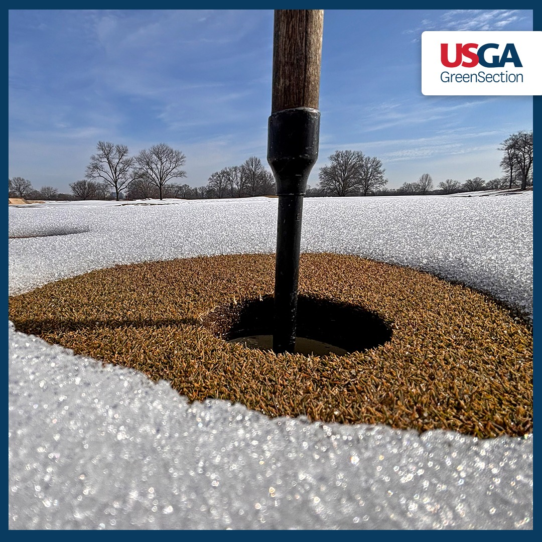 USGAGrnSection's tweet photo. Much of the Northeast just got a heavy dose of snow, but it won't be long before it melts and golfers are itching to play. Opening a course too soon after winter weather can cause lasting damage, so it's important to be cautious with play in late winter and early spring 👇