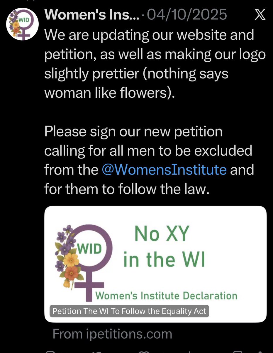 Don’t be tricked by the gender critical movement. They operate by setting up bogus fronts that APPEAR to be affiliated. But aren’t. A common way of doing this is to take the organisation’s name, and stick the word ‘Declaration’ on the end - like here with the pro-trans WI. 
Done