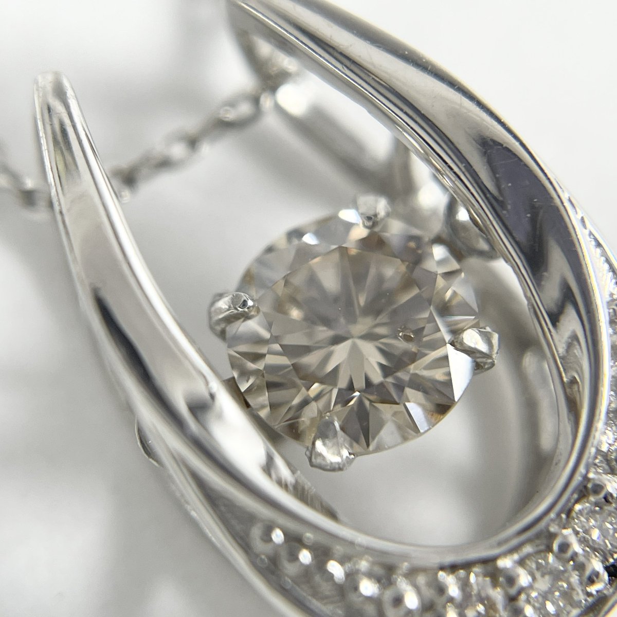Pt850 Pt900 天然ダイヤモンド 0.30ct 約40cm 約3.1g ネックレス
