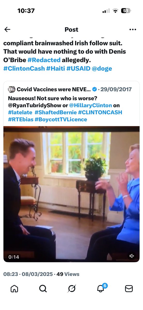 duzBme's tweet photo. @rtenews This Hillary Clinton who RTÉ the Irish State Broadcaster has never failed to fawn and gush all over? Never once has #RTEbias questioned anything Killary has been accused of. Why? Cos she’s best friends with Denis O’Bribe #Redacted #EpsteinFiles #Haiti #ClintonCash #HillaryCkinton https://t.co/DD1r1ppTXt