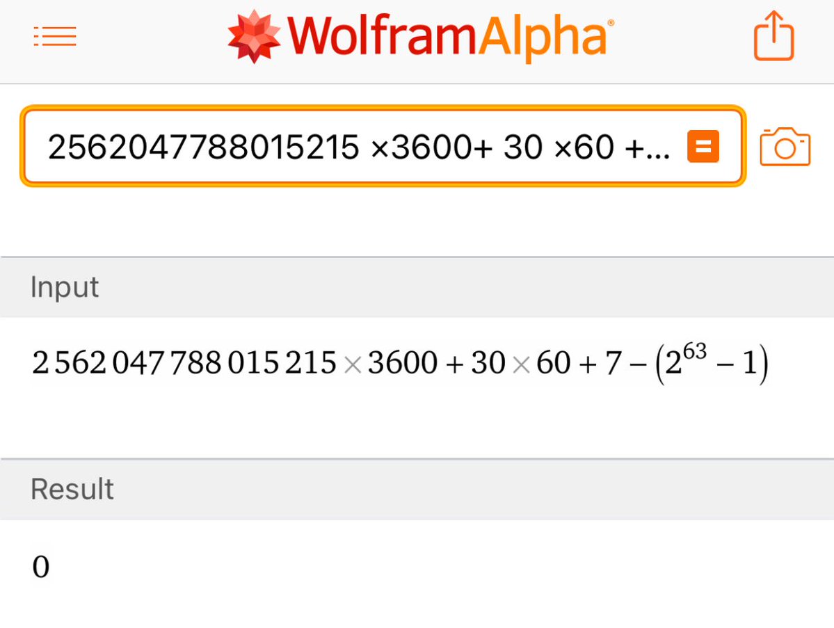 これ 2^63 - 1 秒だったわ 時代は int64 か