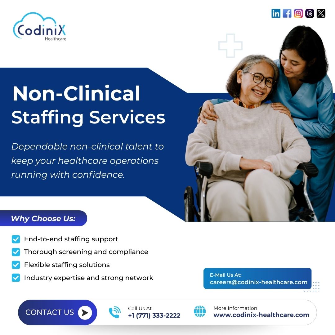 codinixhealth's tweet photo. Looking for reliable Non-Clinical professionals?

Codinix Healthcare helps you hire skilled staff for administration, billing, scheduling, and patient support.

📞 +1 (771) 333-2222
✉️ careers@codinix-healthcare.com
🌐 https://t.co/zq9Cmh15c5

#HealthcareStaffing #Healthcare https://t.co/LNlDXubWyo