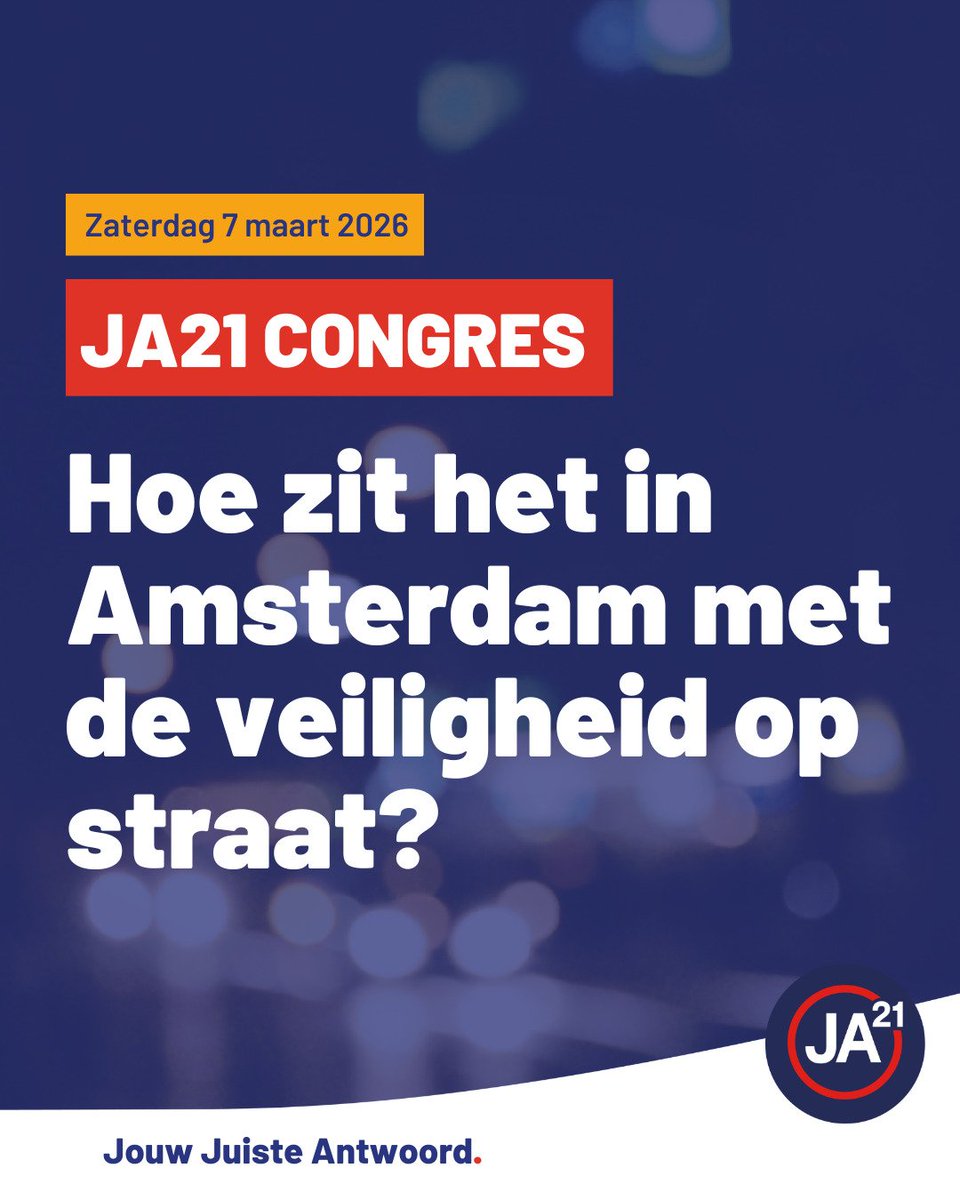 Hoe veilig is het nog in Amsterdam op straat? Voel jij je nog vrij om overal te gaan en staan waar je wilt? Hand in hand of met een keppeltje op?
Op 7 maart bespreken we de oorzaken én de oplossingen tijdens het #JA21-Veiligheidscongres.
Meld je aan:👇
eventbrite.nl/e/ja21-veiligh…