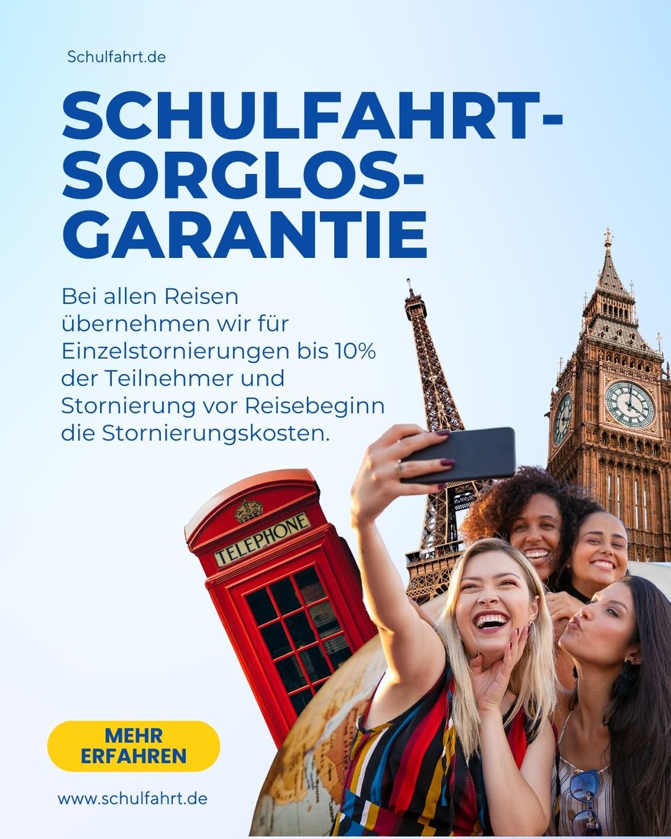 🛡️✨ Schulfahrt-Sorglos-Garantie – Reisen mit 100 % Sicherheit! 🎒🚍
📢 Klassenfahrt geplant, aber Sorge vor kurzfristigen Ausfällen?

#schulfahrt #klassenfahrt #reiseversicherung #lehrerleben #instalehrer #instalehrerzimmer #schulreise #gruppenreise #sicherreisen