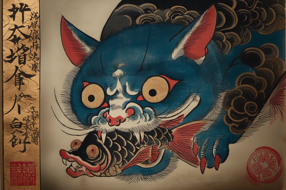 ukiyoecat's tweet photo. #猫又庵
#浮世絵
#AIアート
#猫好きな人と繋がりたい 
#ukiyoe https://t.co/lKM1sr169o