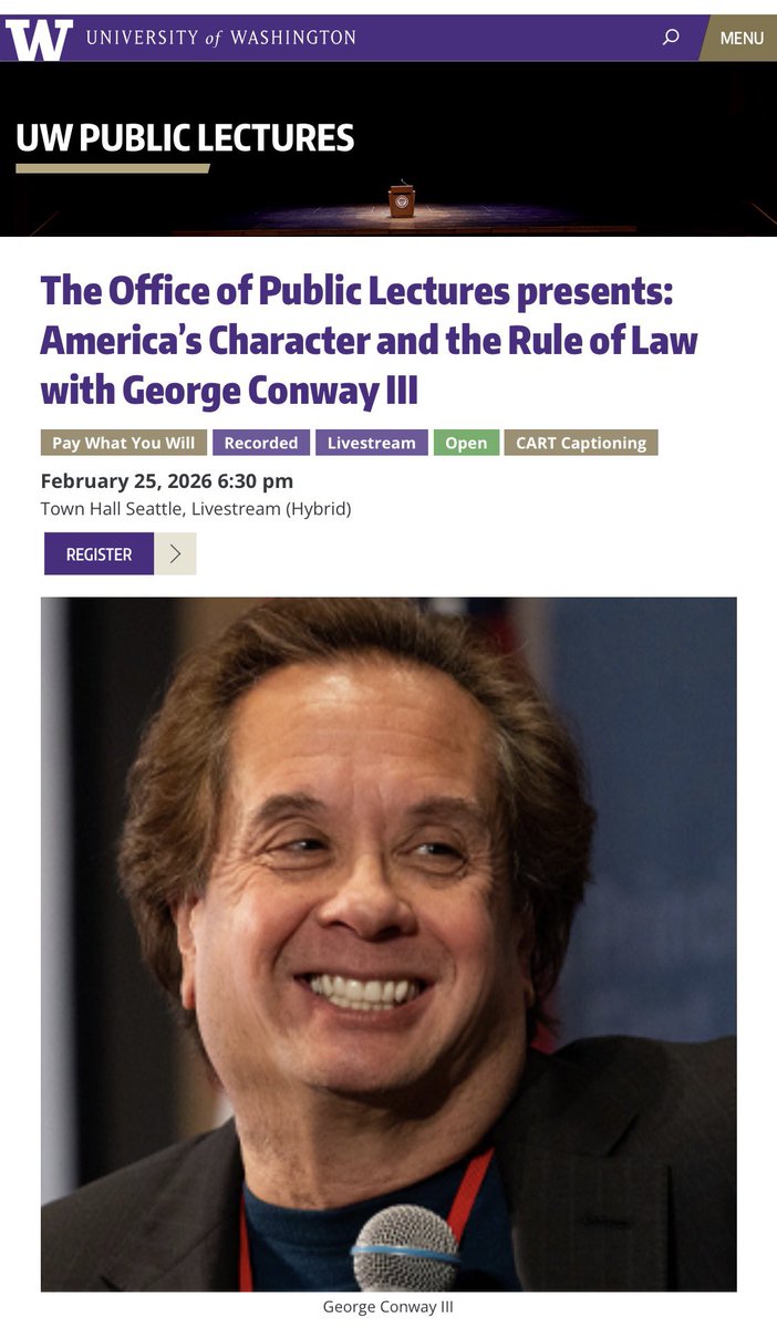 Here's the speech I gave at <a href="/THSEA/">Town Hall Seattle</a> in Seattle tonight as part of the Public Lecture series of the <a href="/UW/">University of Washington</a> Graduate School <a href="/UWGradSchool/">UW Graduate School</a>.  

It's about what we need to keep our republic, and to rekindle its  spirit of liberty:  
               𝙄𝙢𝙥𝙚𝙖𝙘𝙝𝙢𝙚𝙣𝙩.

Starts 30