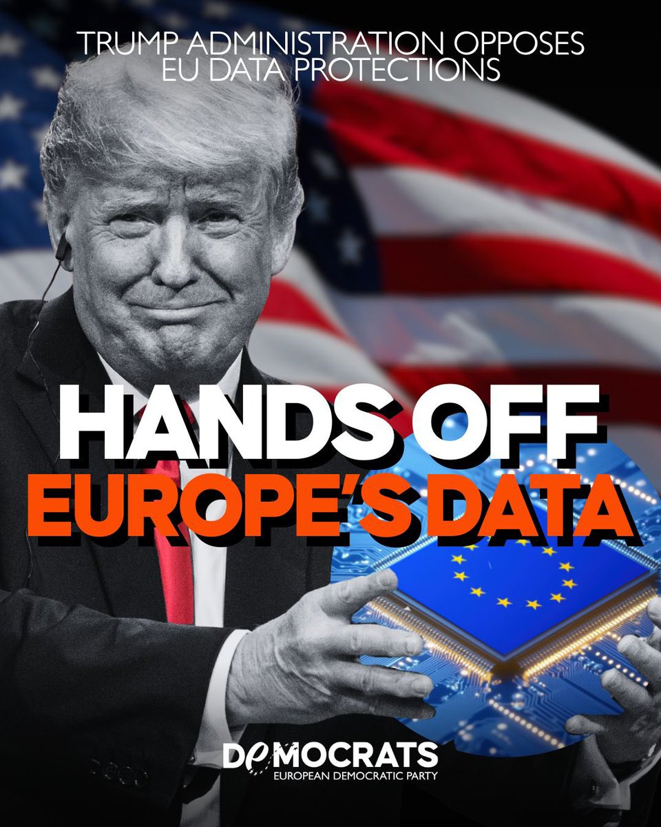 democrats_eu's tweet photo. According to Reuters, the Trump administration has instructed US diplomats to push back against European data sovereignty rules, calling them “unnecessarily burdensome”. Let’s be clear: protecting citizens’ data is not protectionism. It is democracy in the digital age. Europe cannot outsource privacy, nor accept that AI innovation comes at the expense of fundamental rights. Openness yes, naivety no.