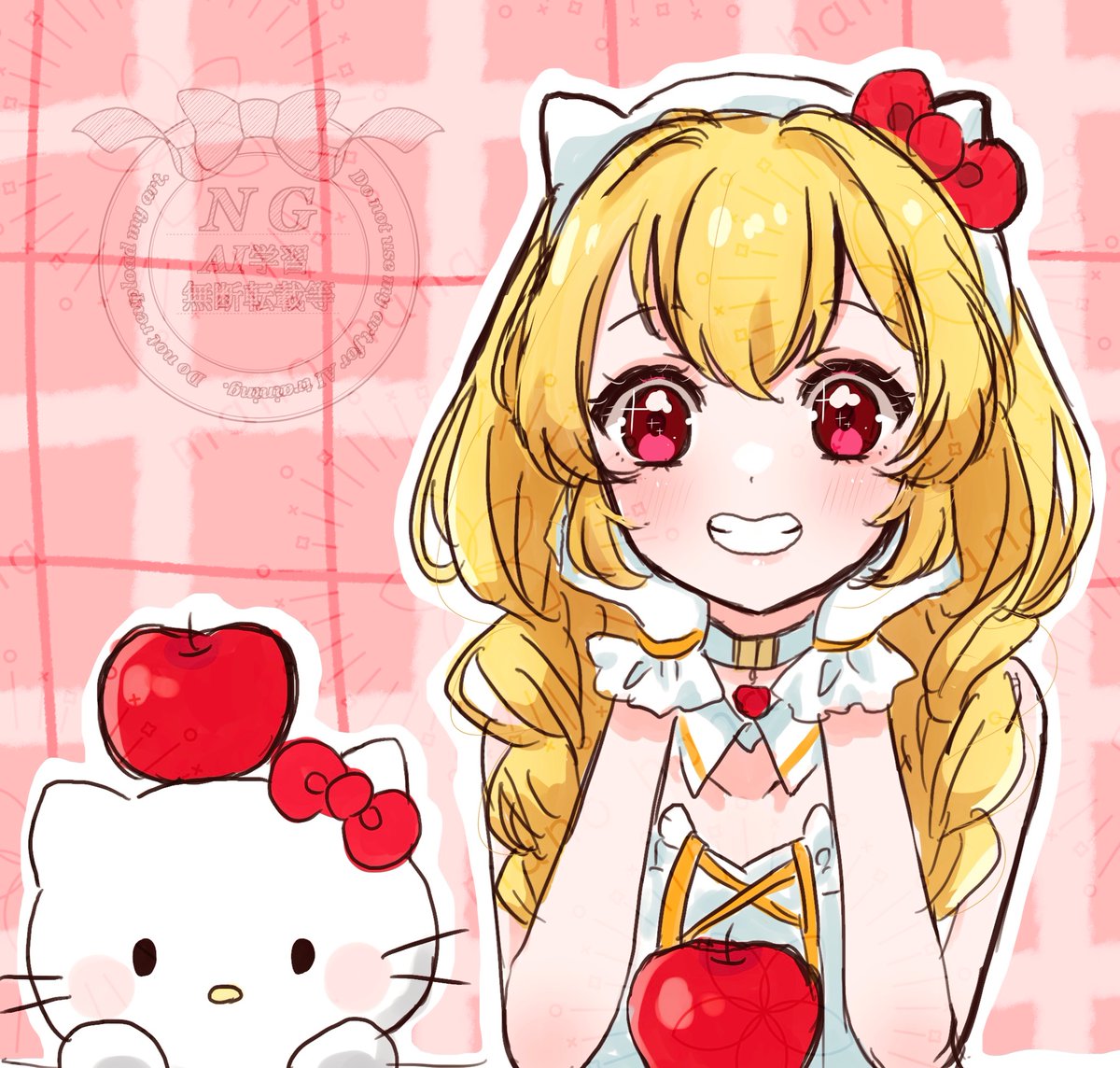aprico_hana's tweet photo. キティちゃんとのサンリオコラボの時のやつ！かわいい🍎

アイカツ！￤星宮いちご￤キティちゃん https://t.co/bIzTf1cAXD