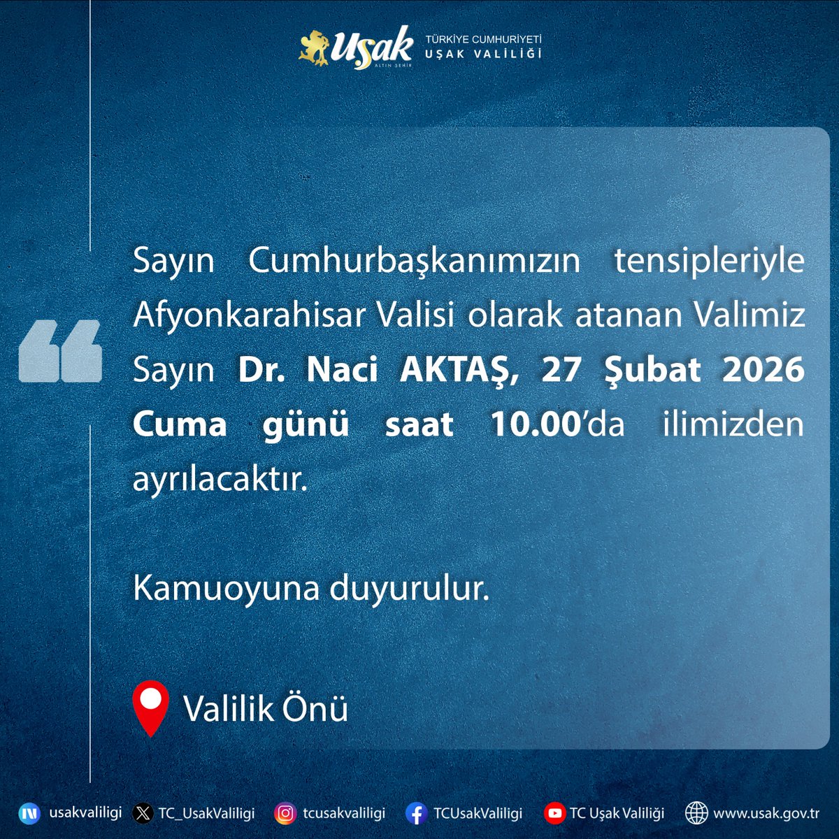 Uşak Valiliği (@tc_usakvaliligi) on Twitter photo 