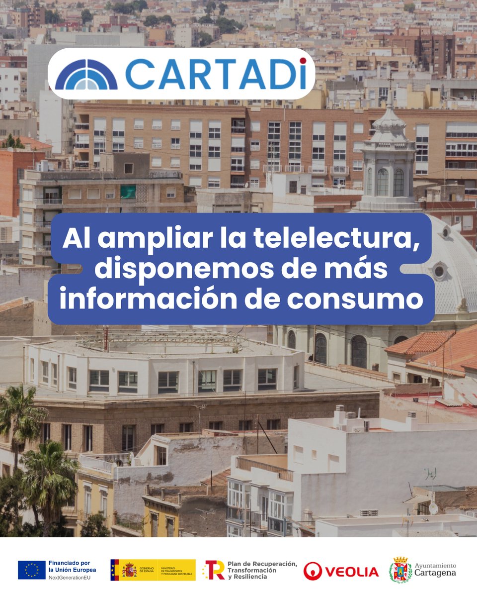 veolia_rmurcia's tweet photo. 📡 Al ampliar la telelectura, disponemos de más información de consumo.
🔴 Con #CARTADi, incorporamos más contadores con lectura remota, aumentando el volumen de datos disponibles para mejorar la gestión del servicio.
#PERTE_CiclodelAgua #PlandeRecuperación #NextGenerationEU https://t.co/v4jjbs3h72