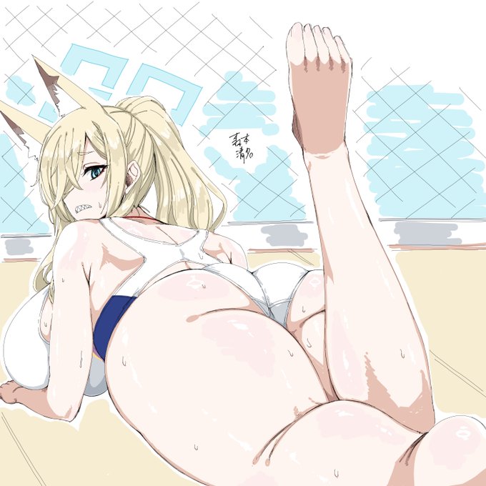 絵チャットのツードロくらいで描いた
健全な水着の尾刃カンナのお尻 