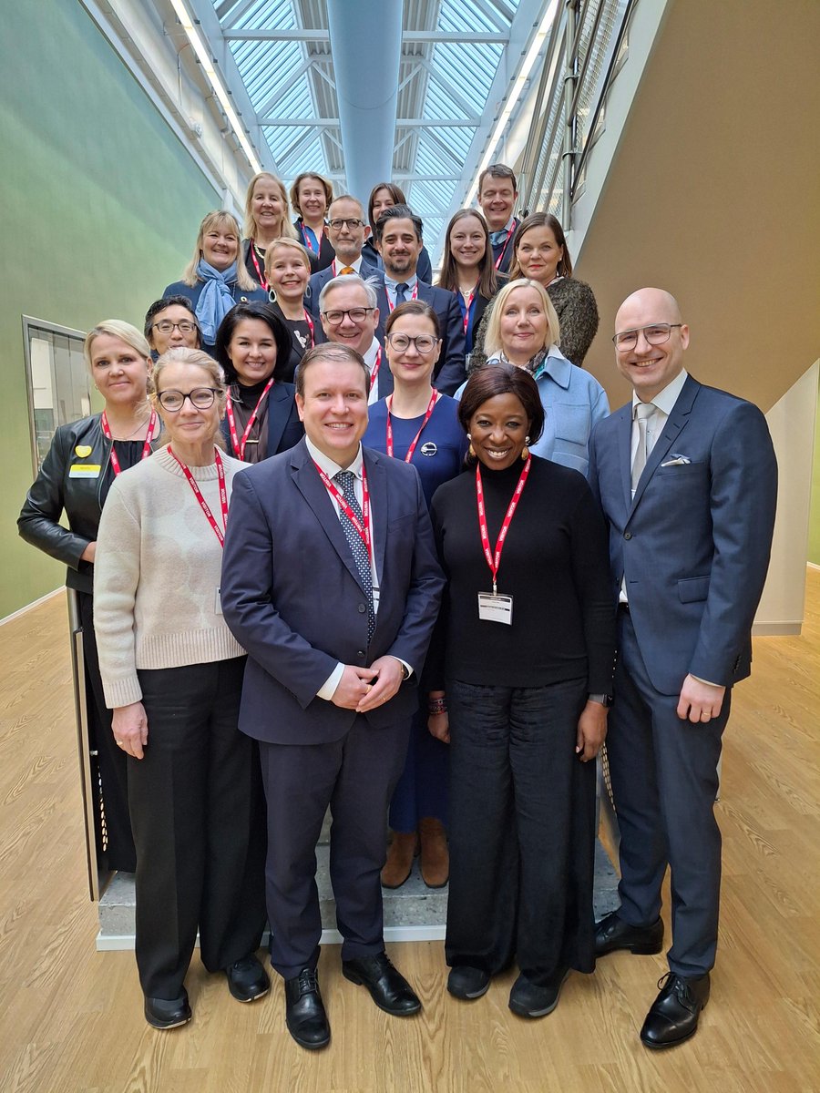 Ulkoministerio's tweet photo. Minister @VilleTavio visited Bayer’s production facilities in Turku with @UNFPA Executive Director Diene Keita: “Finnish health technology and our pharmaceutical industry offers concrete solutions to improve the health of women and families globally.” https://t.co/h3MIXEiGZb