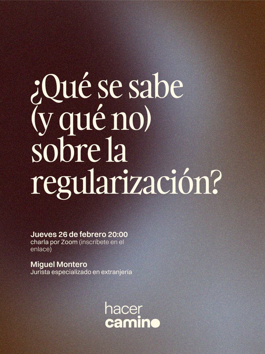 NathytaSa's tweet photo. Es hoy!! 
@hacercamino_  te invita a la charla gratuita sobre la Regularización con el abogado Miguel Montero, quien resolverá todas tus dudas.
🟤 HOY, jueves 26 de febrero 
A las 20h00 por zoom 

👇🏼👇🏾👇🏿Inscríbete para recibir el enlace de la reunión:
https://t.co/dBSnh2caND https://t.co/rtKedcGK6o