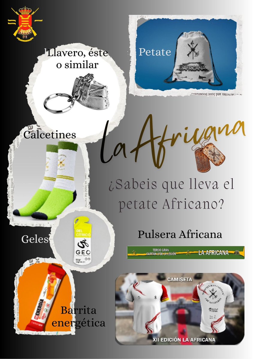 ℹ️ PETATE AFRICANO – XII EDICIÓN  
¿Sabes todo lo que incluye? 👀🔥  
👕 Camiseta Corredor XII EDICIÓN  
🧦 Calcetines técnicos  
🪬 Pulsera Africana XII EDICIÓN  
🔑 Llavero chapiri o similar  
⚡ Geles energéticos  
🍫 Barritas energéticas  
📄 Folleto informativo Africana