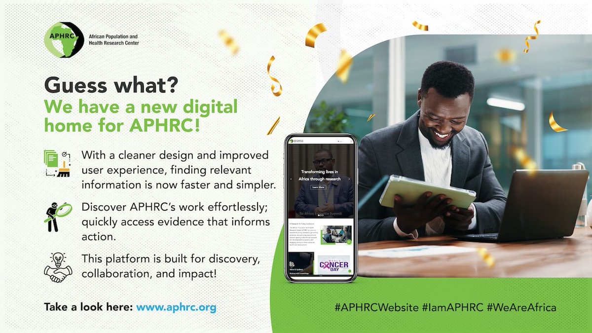 🥁 APHRC’s new website is live! 📢🎉
🔗 Explore here: aphrc.org

.......................

🥁 Le nouveau site web de l'APHRC est officiellement en ligne! 📢🎉
🔗 Découvrez-le ici: aphrc.org

 #APHRCWebsite #IamAPHRC #WeAreAfrica

<a href="/CARTAfrica/">CARTA</a>