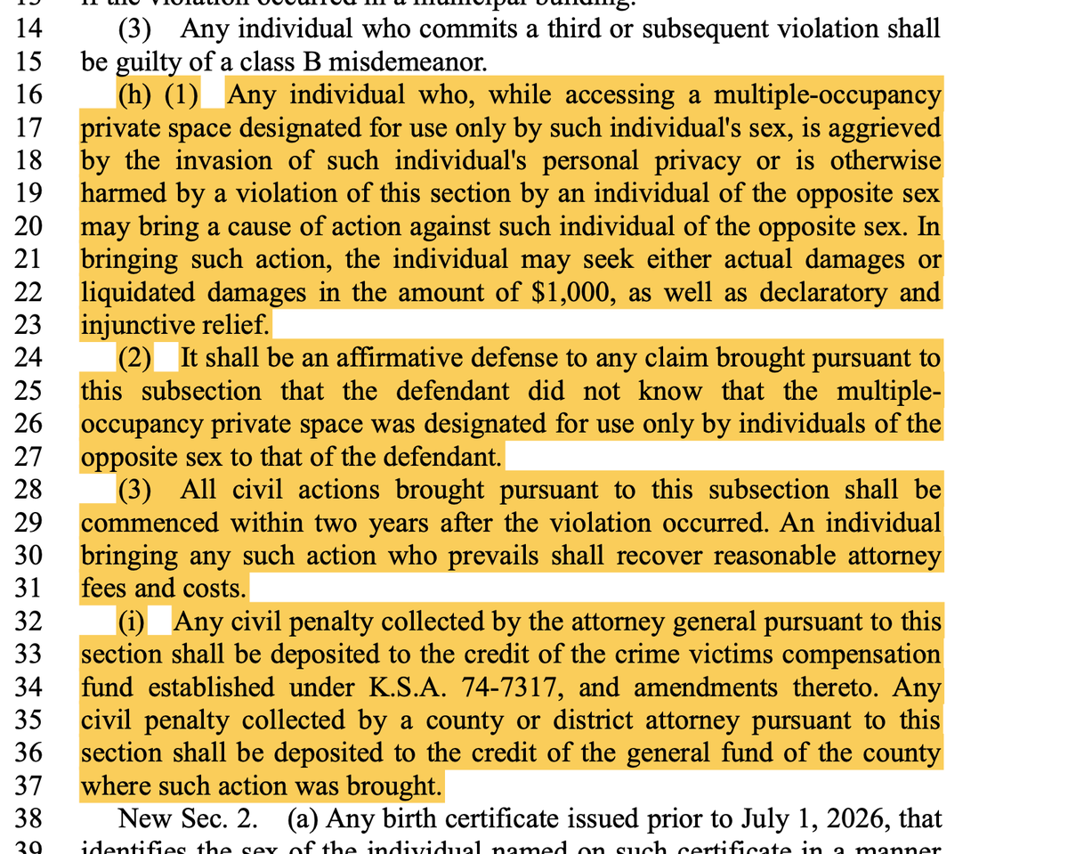 Qveen_Potato's tweet image. The letter those in Kansas received about their DLs and other provisions such as bathroom bounty for citizens who encounter transgender people.
