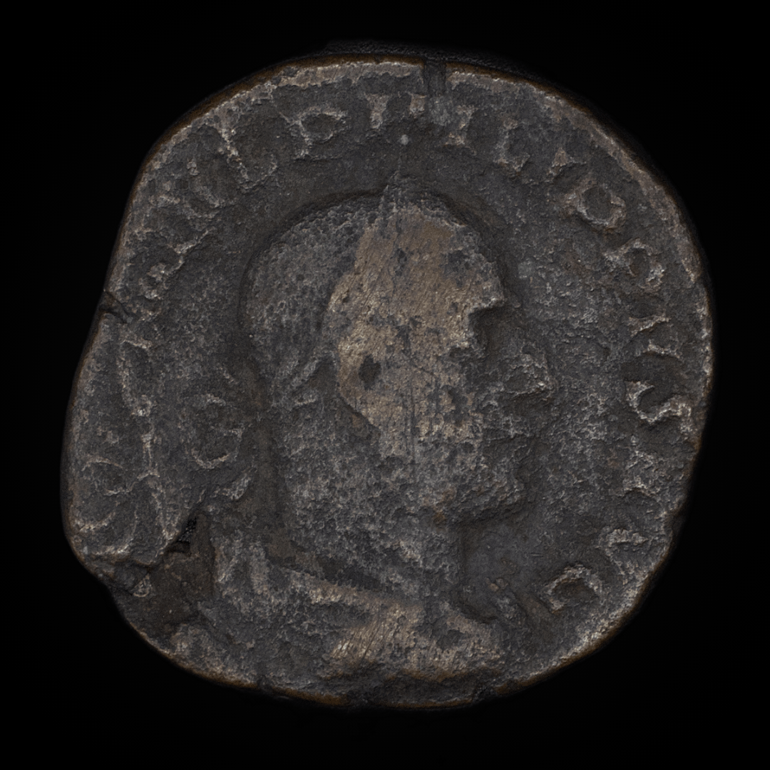 Sashaooting's tweet photo. Not in the best condition, but definitely one I will miss. A Roman sestertius of Philippus I. with a SAECVLARES AVGG reverse featuring a stag https://t.co/UZbOpwIy1R