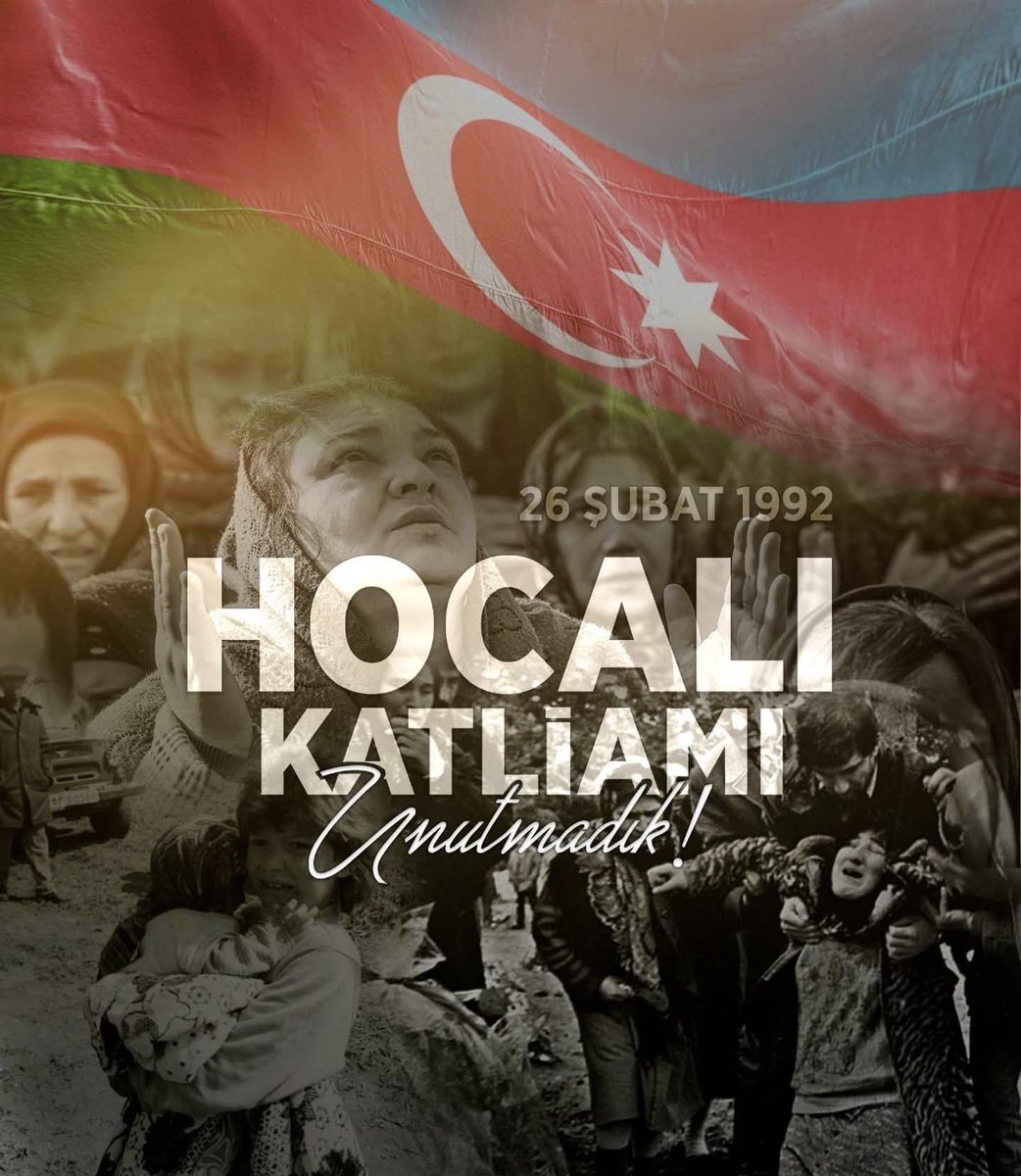 26 Şubat'ı Unutturma !  Hocalı Katliamı'nın 34.Yıldönümünde vahşice katledilen 613 soydaşımızı rahmet ve dua ile anıyorum. #HocalıSoykırımı