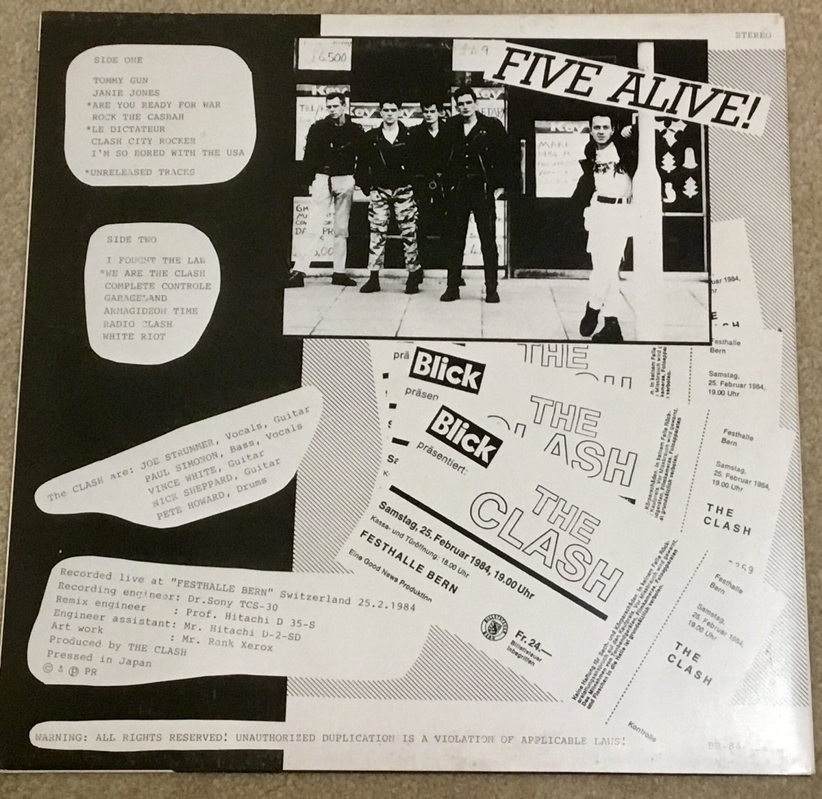 25th February 1984. #theclash played Festhalle Bern - Switzerland. Decent quality pressing and very rare to find. #punk #joestrummer #Mickjones #paulsimonon #topperheadon