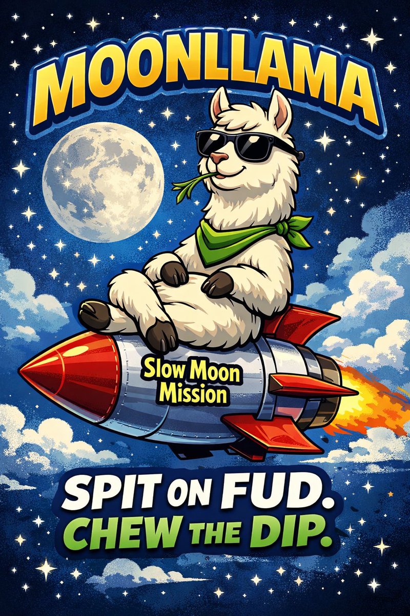 sunshine82940's tweet photo. Name: MoonLlama
Ticker: $LLAMA
Concept: The chillest coin in crypto. While others panic sell, MoonLlama just chews the dip and waits for the moon 🌙🦙
Tagline: Spit on FUD. Chew the dip.
$ZTX $CRTR
@oncreator_ https://t.co/KaamyZD9Kh