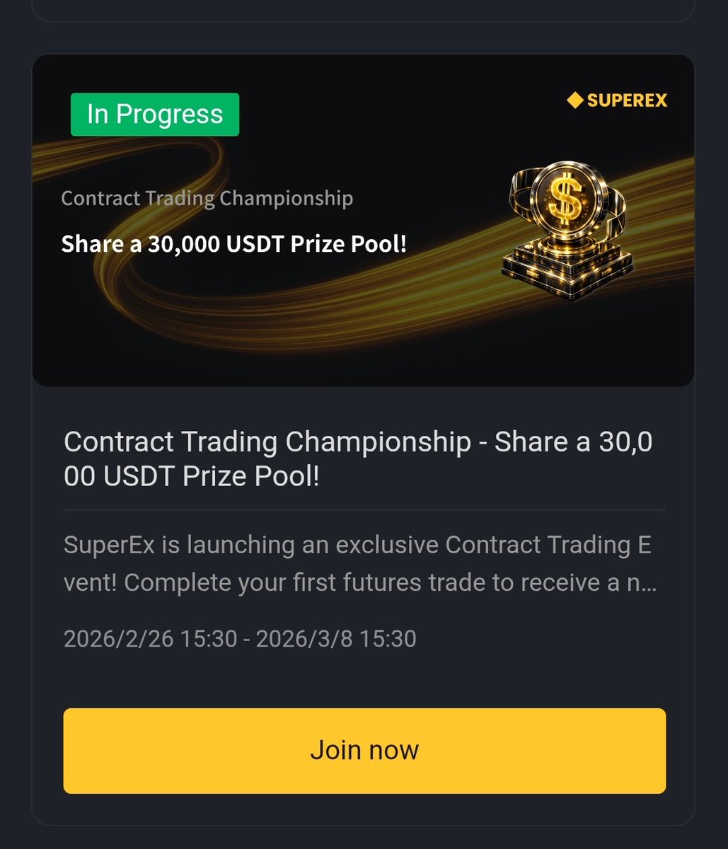 🔥 The Contract Trading Championship is LIVE!

SuperEx is giving traders a shot to share a massive 30,000 USDT prize pool 💰
Ready to test your futures skills and compete with the best? The countdown has begun — join now and trade your way to the top! 🚀
<a href="/SuperExIndia/">SuperExIN</a> <a href="/SuperExet/">SuperEx</a>