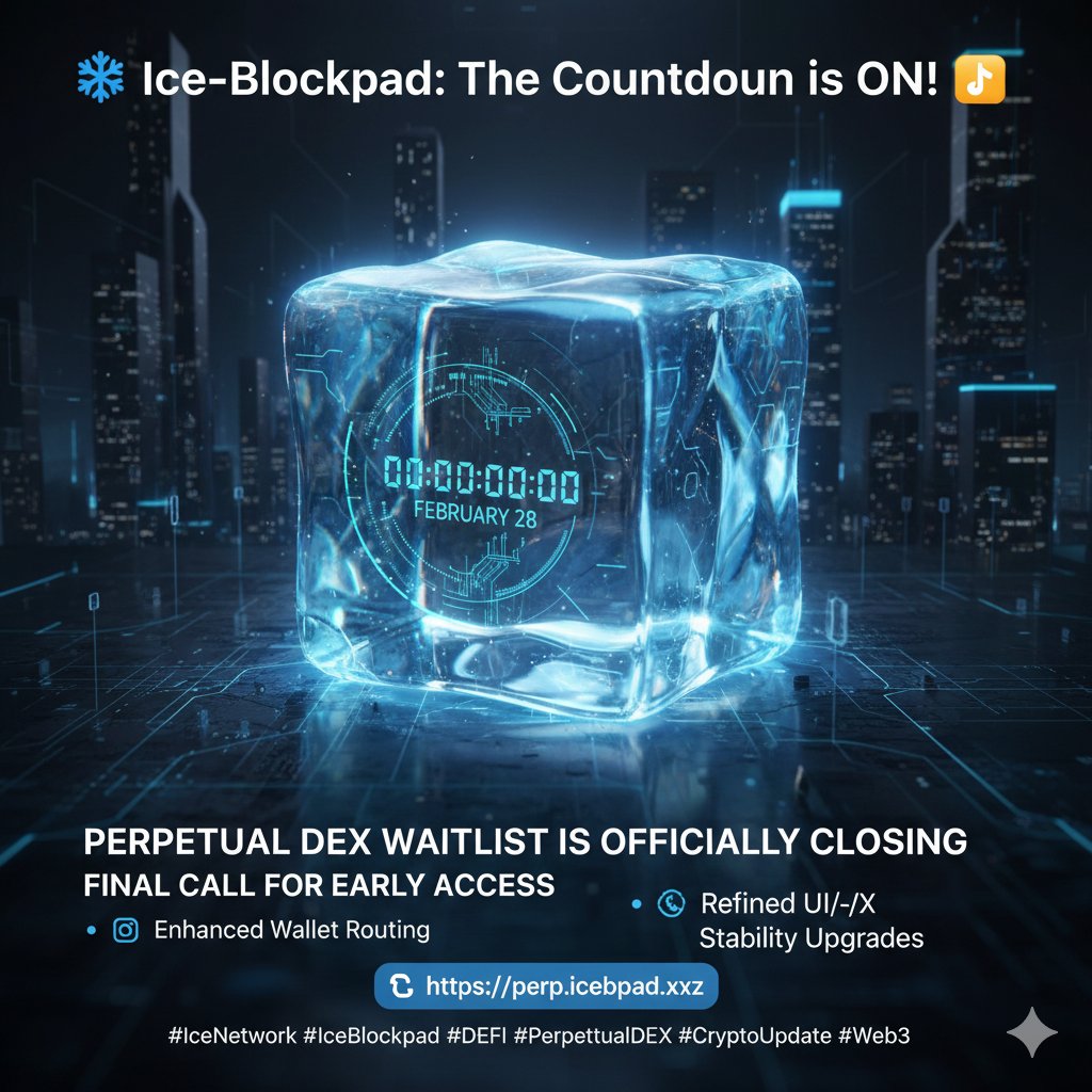 jtbillan001's tweet image. The @ice_blockpad Perpetual DEX Waitlist is closing on February 28.

​If you want to be among the first to experience our decentralized perp trading—with deep liquidity and lightning-fast execution—this is your last chance to get on the list.

​🔗 perp.icebpad.xyz

​#BPAD