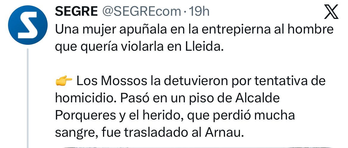 violas a una menor y no tienes ninguna consecuencia legal pero intentas defenderte para que no te violen a ti y te detienen por tentativa de homicidio

el sistema que hay mete miedo al miedo