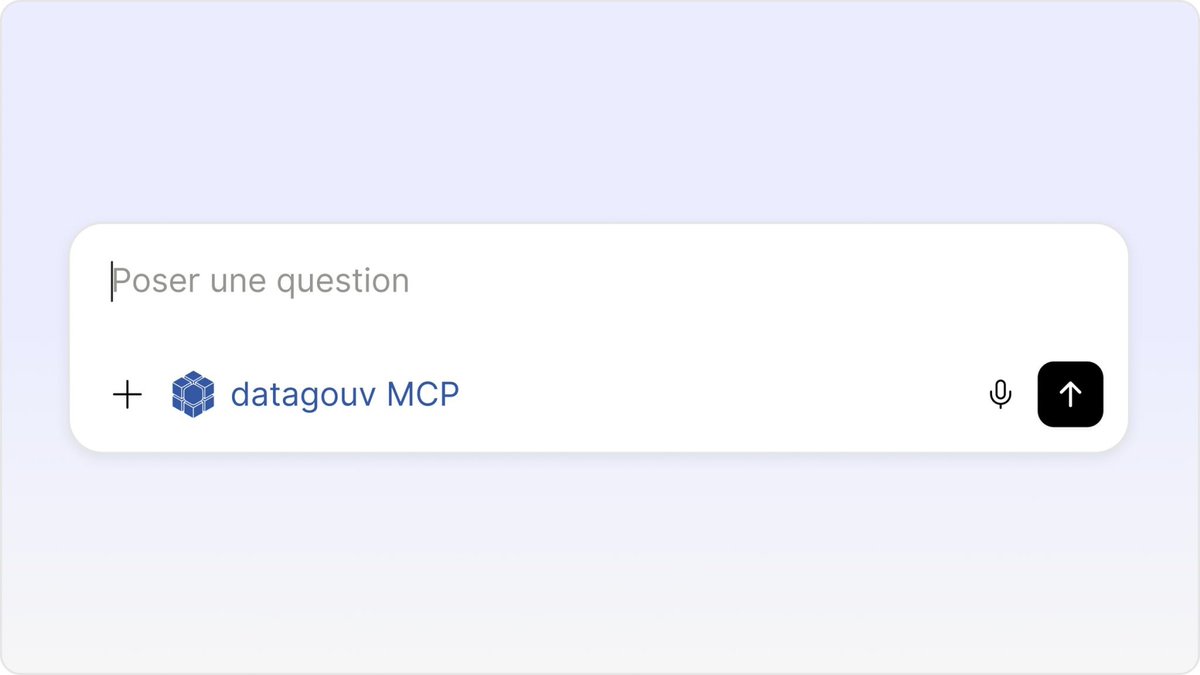 Les données disponibles sur data.gouv.fr sont désormais interrogeables via un serveur MCP dédié en experimentation, vos retours sont bienvenus !

💻 Le code est ouvert et accessible sur GitHub :
 github.com/datagouv/datag…

Pour en savoir plus : data.gouv.fr/posts/experime…