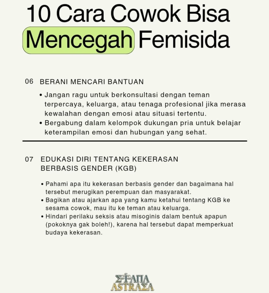 Saking marah dan sedih angka femisida di Indonesia tinggi, gue pernah nulis "Peran COWOK Mencegah Femisida"

BAGIIN, DISKUSIIN, TERAPIN/PRAKTEKIN!
INI TUH UDAH KETERLALUAN!